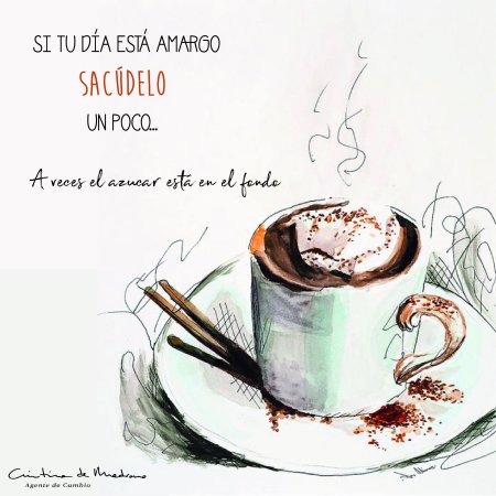 Нарисованная девушка с кофе