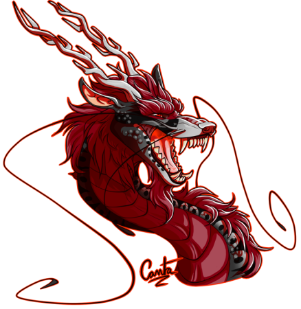 Японский красный дракон арт