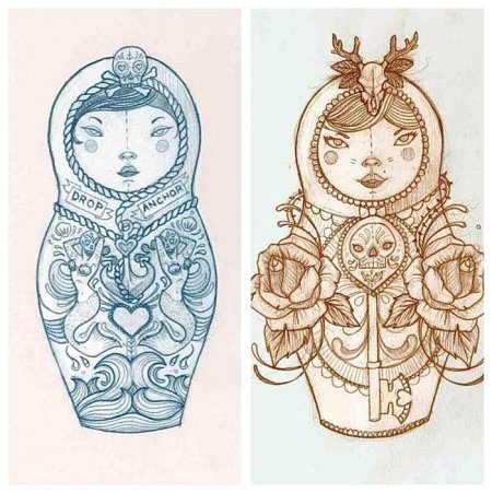 Стилизованный эскиз Матрёшки
