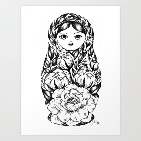 Матрешка графический рисунок