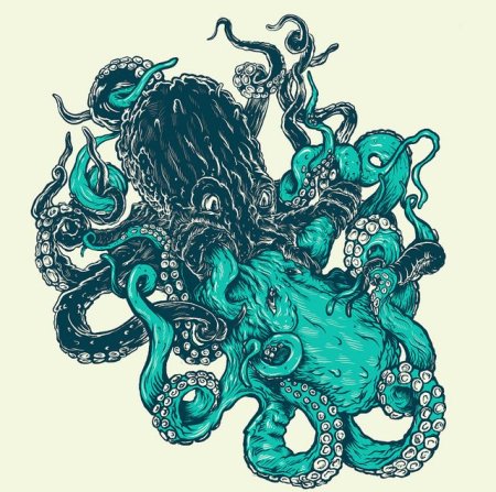 Тату щупальца цветные