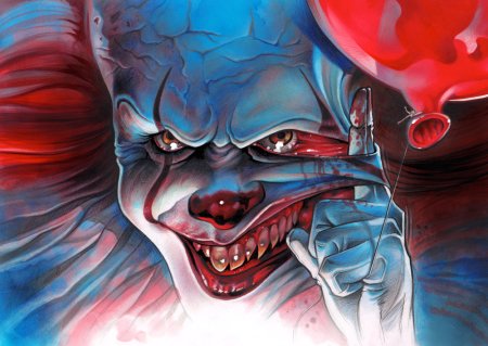 Грустный клоун арт черно белый