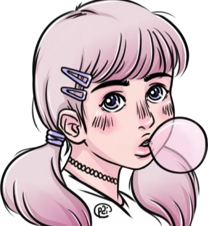 Стикер девочка с жвачкой