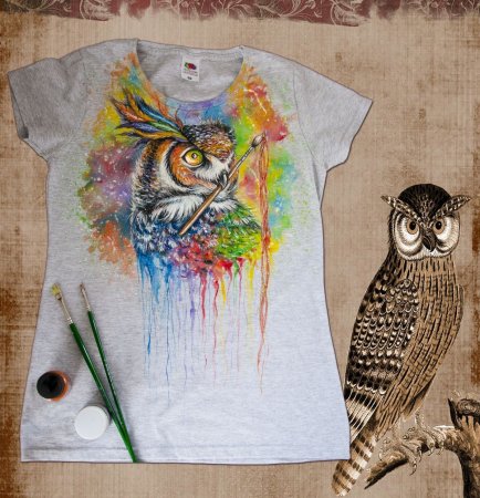 Роспись футболок Сова
