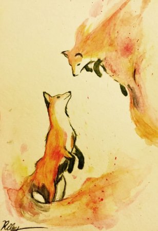 Две лисы арт