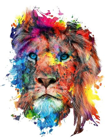 Лев в акварельном стиле