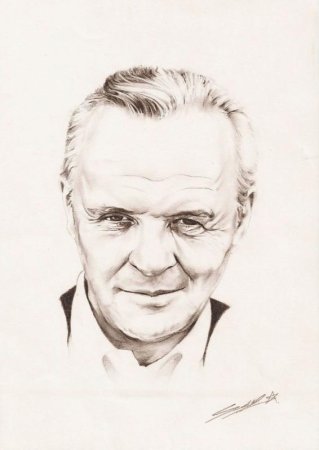 Портрет Энтони Хопкинса карандашом