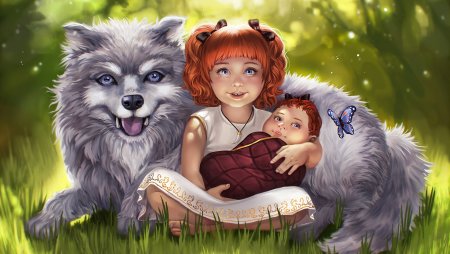 Дети и животные арт