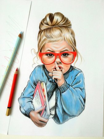 Скетч портрет цветными карандашами