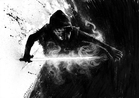 Кайло РЕН арт черно-бел