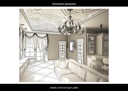Скетч интерьера ар деко