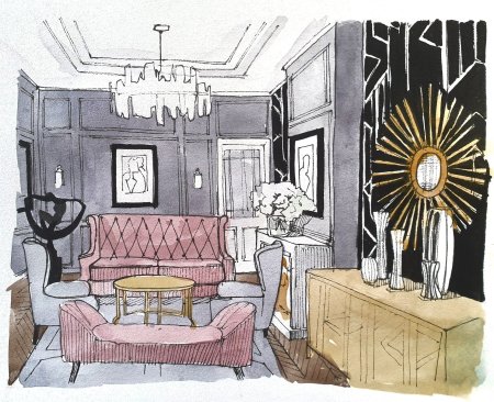 Скетч интерьера ар деко