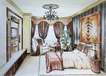 Эскиз комнаты в стиле арт деко
