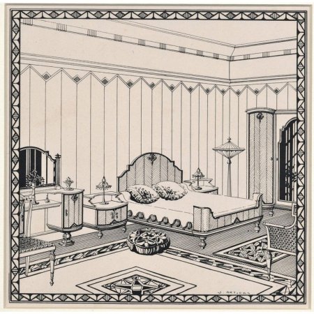 Эскиз комнаты в стиле арт деко