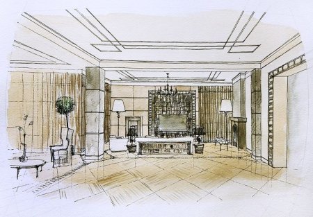 Скетч интерьера ар деко