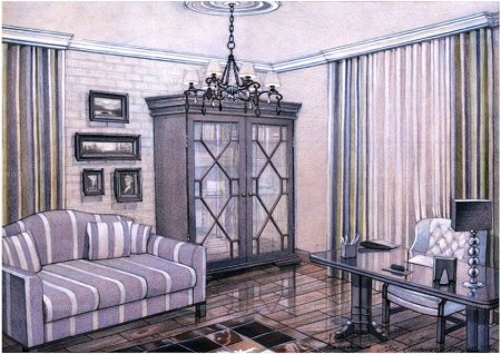 Интерьер в стиле арт деко скетч