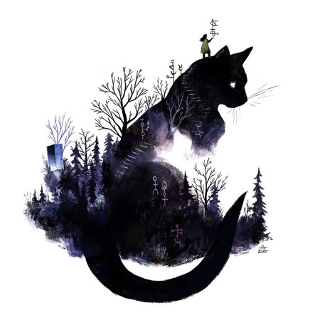 Тату черный кот