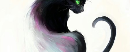 Черно белая кошка арт