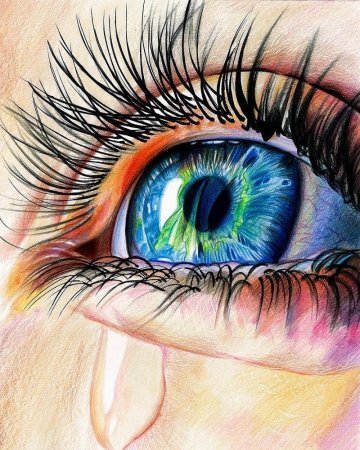 Глаз цветными карандашами