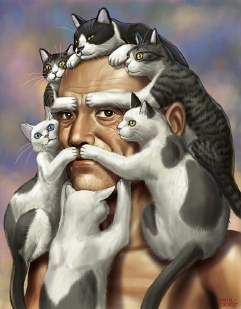 Кот и кошка арт