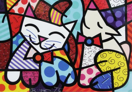 Белый кот в стиле поп арт