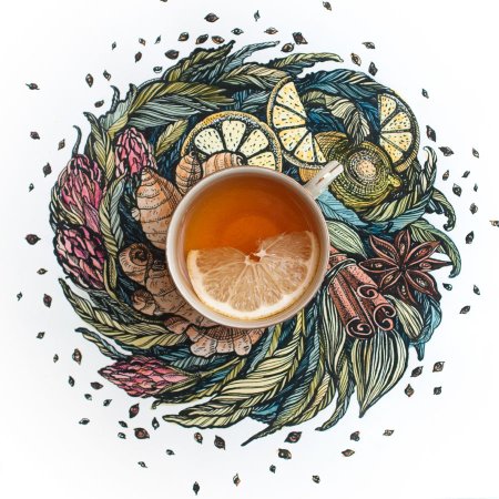 Чай зарисовка