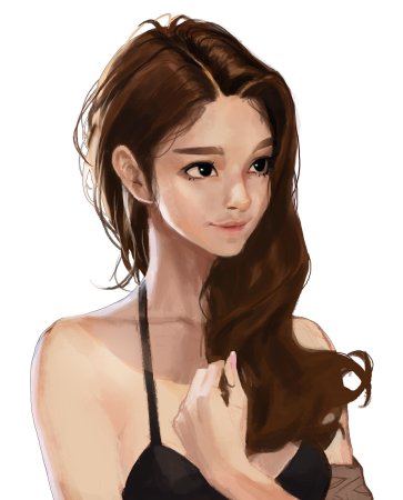 Девушка с каштановыми волосами арт