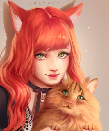 Рыжая кошка аниме