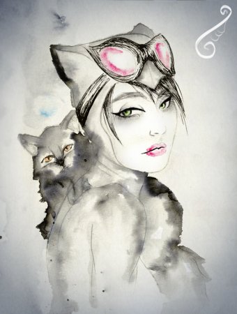 Нарисовать девушку кошку