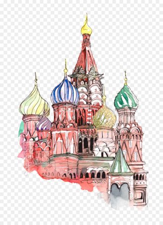 Храм Василия Блаженного Москва акварель