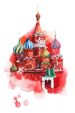 Собор Василия Блаженного акварель