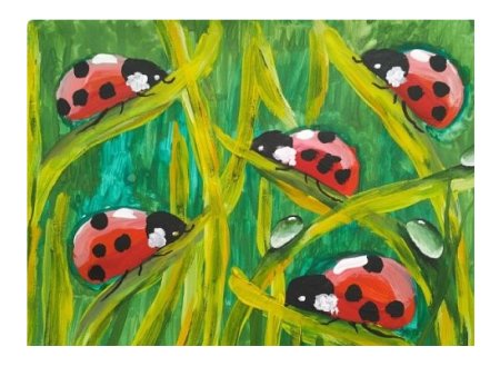 Божья коровка цветными карандашами