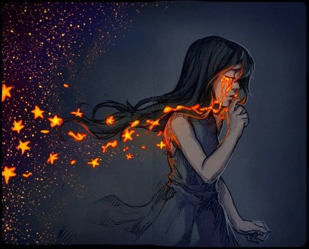 Девушка с горящим сердцем