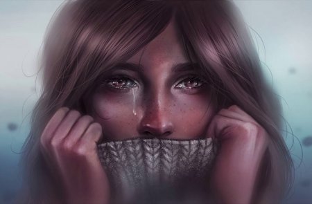 Грустная девушка в слезах