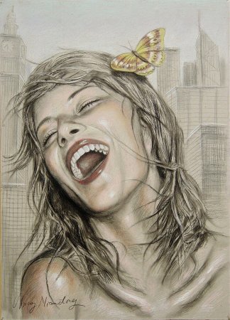 Девушки смеются нарисованные