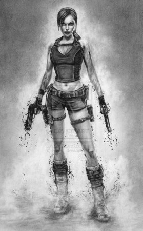 Лара Крофт рисунок карандашом