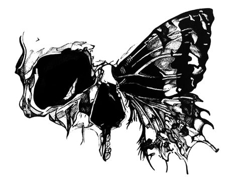 Тату бабочка череп