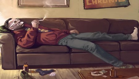 Парень на диване арт