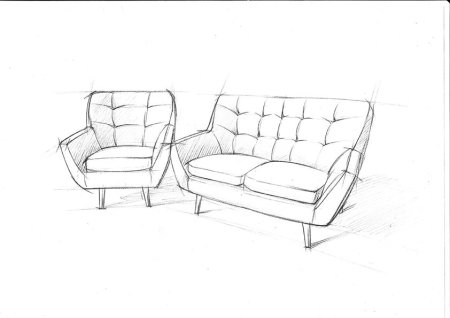 Дизайнерский диван эскиз