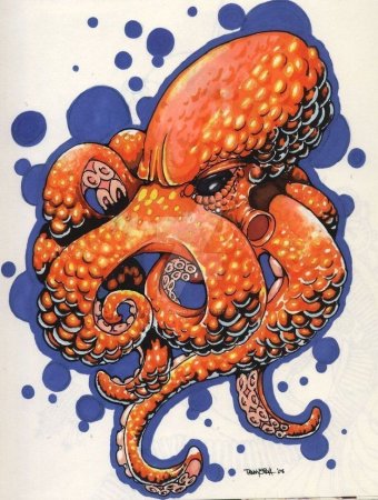 Осьминог фломастерами