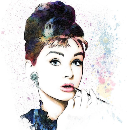 Одри Хепберн акварель