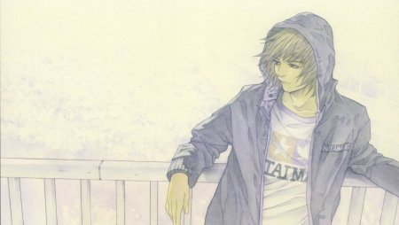 Аниме парень в капюшоне