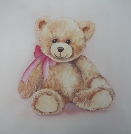 Мишка игрушка акварель