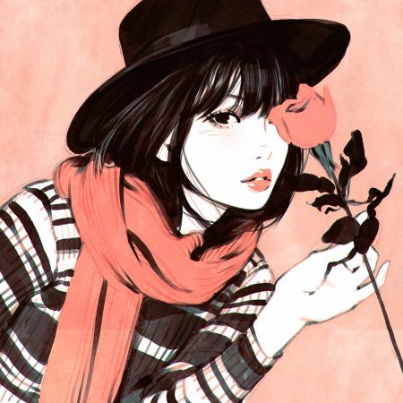 Аниме девушка в шляпе