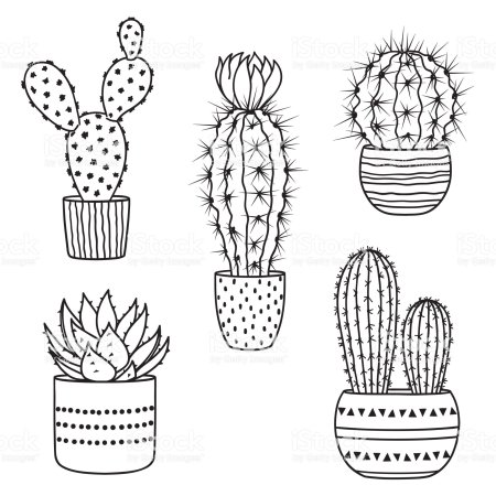 Трафарет кактуса в горшке