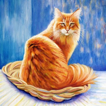 Рыжий кот красками