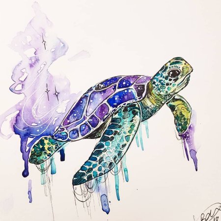 Черепаха акварелью