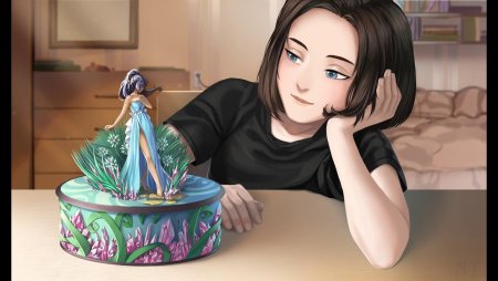 Музыкальная шкатулка с девушкой арт