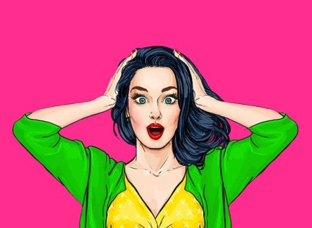 Поп арт женщина брюнетка
