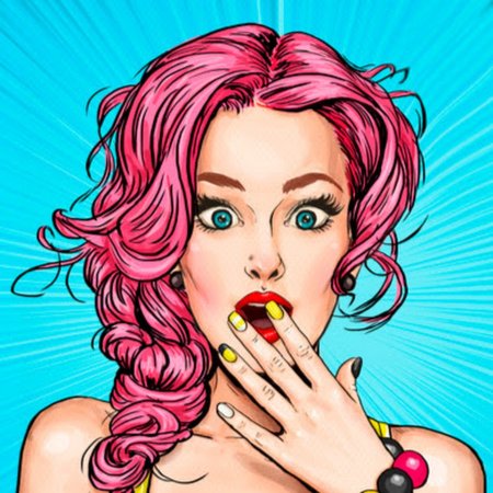 Удивленная девушка в стиле поп арт